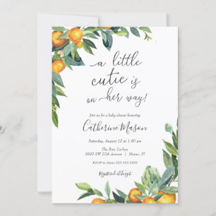 Convite para Chá de fraldas Orange Little Cutie