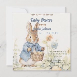 Convite para Chá de fraldas Peter Rabbit