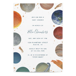 Convite para Chá de fraldas Pintado de Planetas