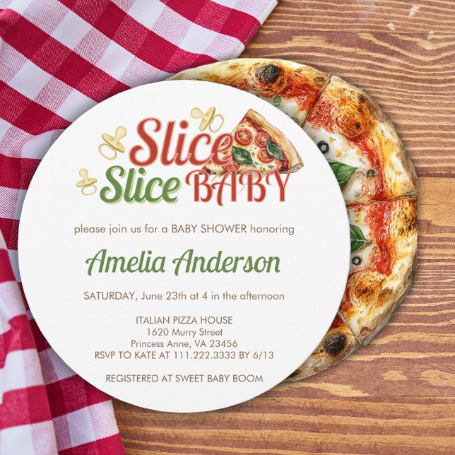 Convite para Chá de fraldas Pizza Bebê Fatia Slice (Criador carregado)