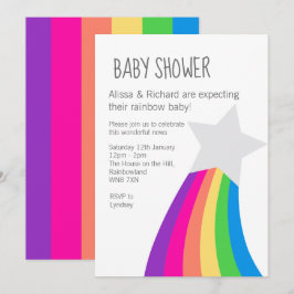 Convite para Chá de fraldas Rainbow Star
