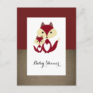 Convite para Chá de fraldas Red Fox Burlap
