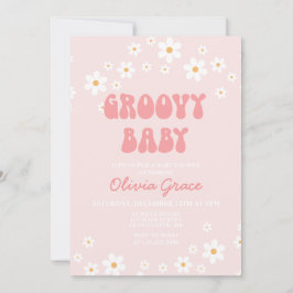 Convite para Chá de fraldas Retro-Groovy Rosa Dais