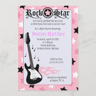 Convite para Chá de fraldas Rocker ROCK STAR 5x7