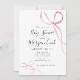 Convite para chá de fraldas rosa, chá de menina