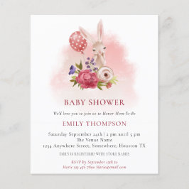 Convite para Chá de fraldas Rosa Cony Florals