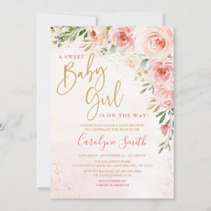 Convite para Chá de fraldas Rosa Esbranquiçado