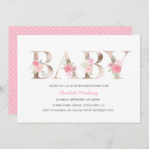 Convite para Chá de fraldas rosa gold