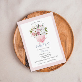 Convite para Chá de fraldas Rosa PAR-TEA