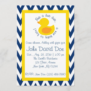 Convite para Chá de fraldas Rub-a-dub - Azul