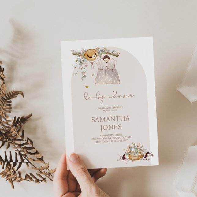 Convite para Chá de fraldas Rustic Boho (Criador carregado)