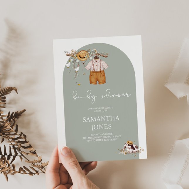 Convite para Chá de fraldas Rustic Boho Boy (Criador carregado)