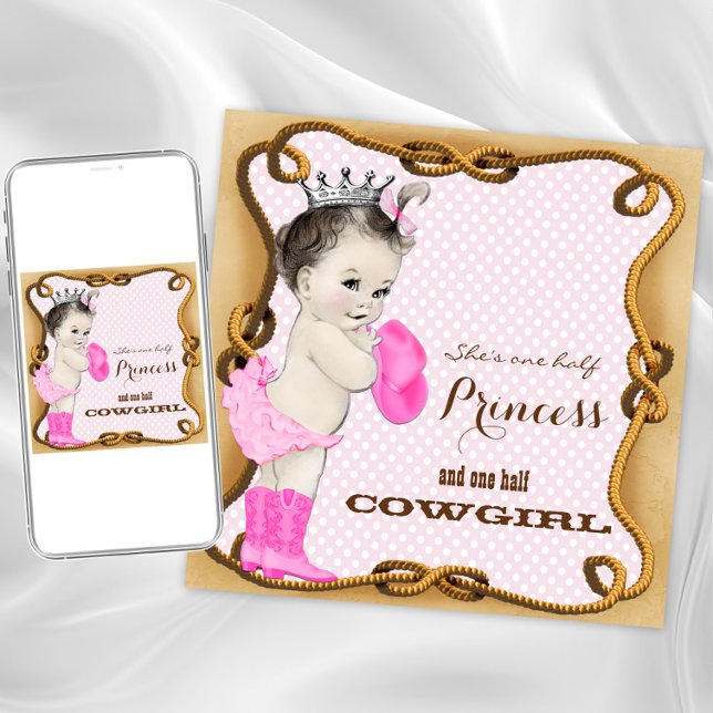 Convite para Chá de fraldas Rustic Cowgirl (Princess cowgirl any event invitation. Instant download and printed invitations available.)