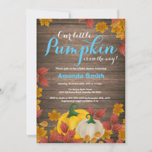 Convite para Chá de fraldas Rustic Fall Pumpkin Bo