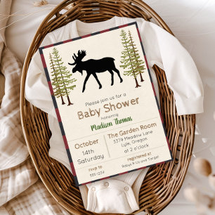 Convite para Chá de fraldas Rustic Moose Boy