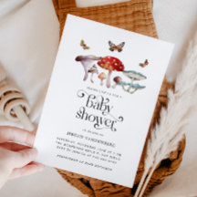 Convite para Chá de fraldas Rustic Woodland Mushro