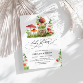 Convite para Chá de fraldas Rustic Woodland Mushro