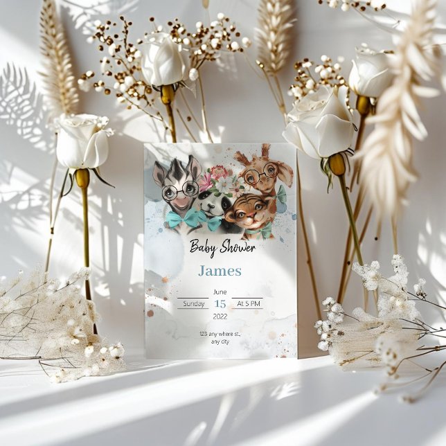 Convite para chá de fraldas safari concluído (Criador carregado)