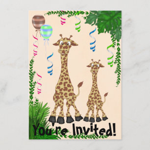 Convite para Chá de fraldas Safari Giraffe