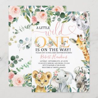 Convite para Chá de fraldas Safari Menina Editável