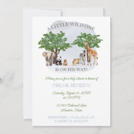 Convite para Chá de fraldas Safari Selvagem de Um 