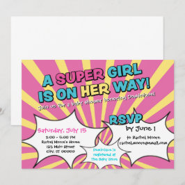 Convite para Chá de fraldas Super Hero Girl