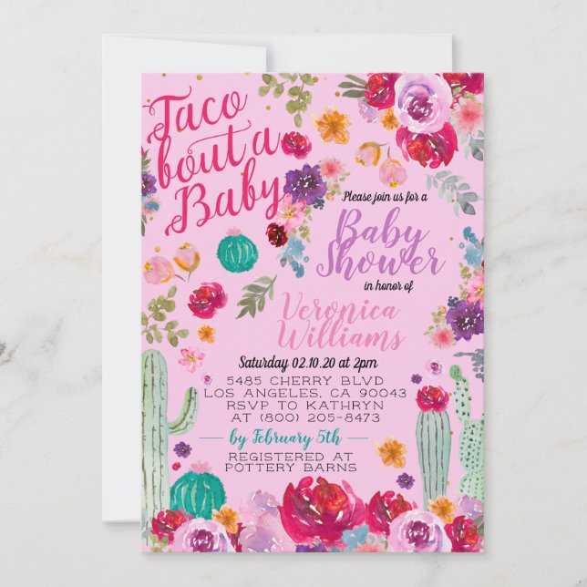 Convite para Chá de fraldas Taco Bout Love (Frente)