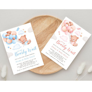 Convite para Chá de fraldas Teddy Bear Boy