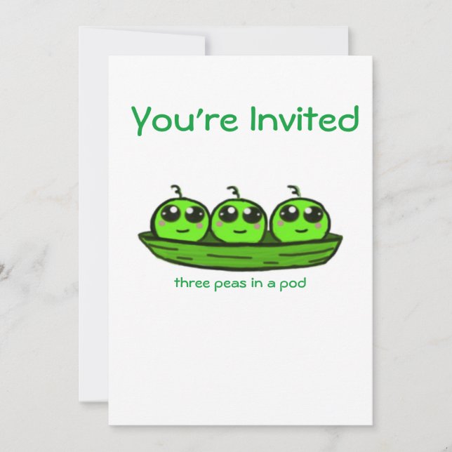 Convite para Chá de fraldas Triplet (Frente)