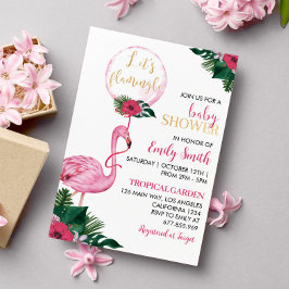 Convite para Chá de fraldas Tropical Flamingo