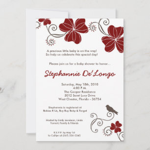 Convite para Chá de fraldas Tropical Luau Flower 