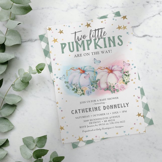 Convite para Chá de fraldas Twin Pumpkin Boy (Criador carregado)