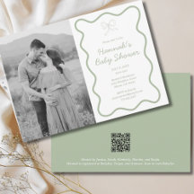 Convite para Chá de fraldas Verde Sage Personaliza