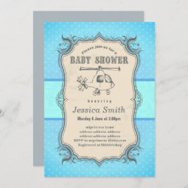 Convite para CHÁ DE FRALDAS Vintage - Helicóptero