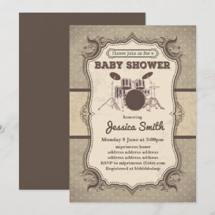 Convite para CHÁ DE FRALDAS Vintage - tambor musi