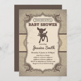 Convite para CHÁ DE FRALDAS Vintage - veado de bri