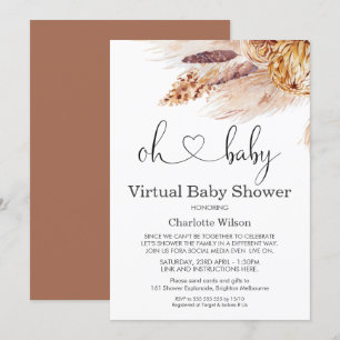 Convite para Chá de fraldas Virtual Boho Pampas G