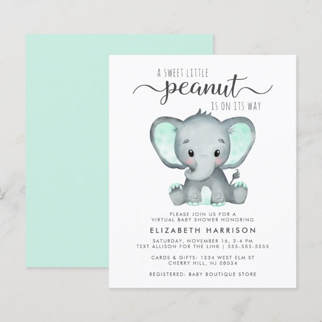 Convite para Chá de fraldas Virtual de Ponto de El (Frente/Verso)