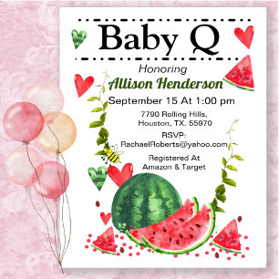 Convite para Chá de fraldas Watermelon Baby Q
