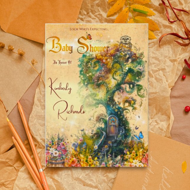 Convite para Chá de fraldas Whimsical Fantasy Gard (Criador carregado)