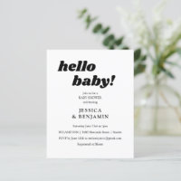 Convite para Chá de fraldas White Hello Branca Mod