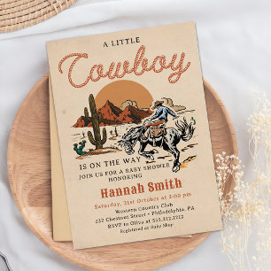 Convite para Chá de fraldas Wild West Cowboy