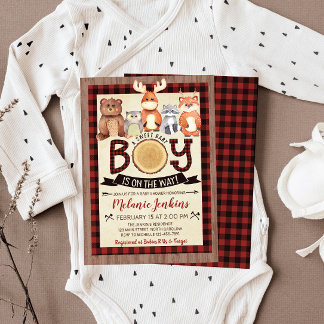 Convite para Chá de fraldas Woodland Lumberjack Bo