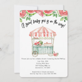 Convite para Chá de Garota de Bebê de Melancia