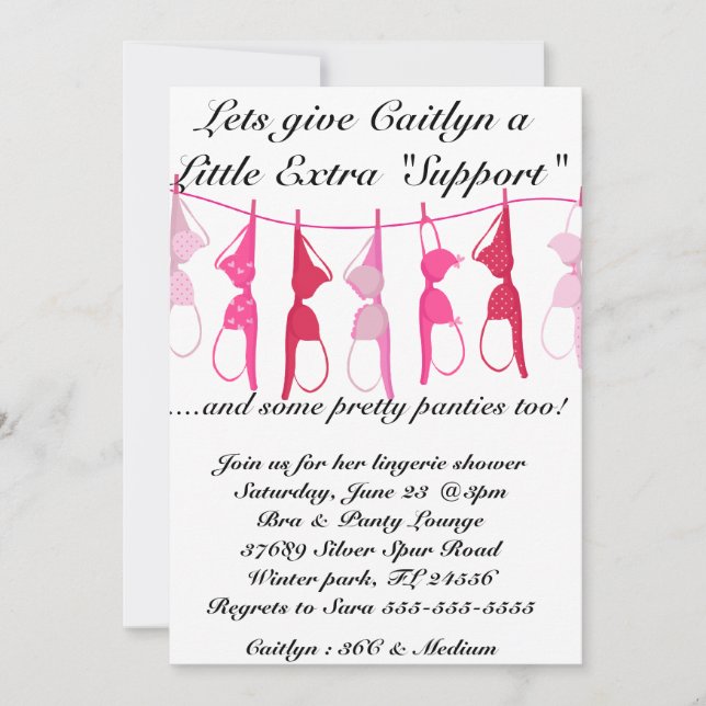 Convite para Chá de Lingerie Bra e Panty (Frente)