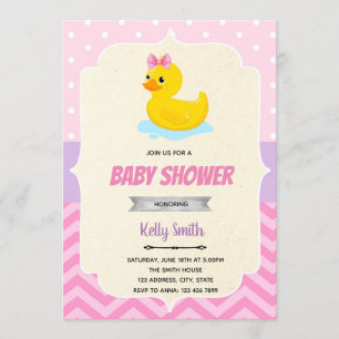Convite para chá de menina de pato de borracha