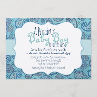 Convite para Chá de Menino Azul Paisley