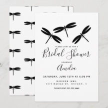 Convite para Chá de Noiva com Dragonflies Pretas