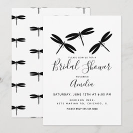 Convite para Chá de Noiva com Dragonflies Pretas