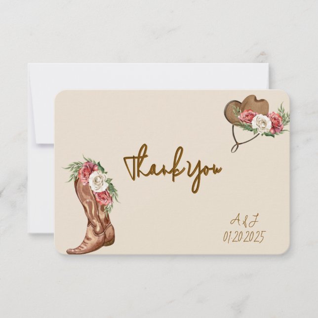 CONVITE PARA CHÁ DE NOIVA COM FLORAL COWBOY (Frente)